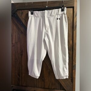 Under Armour white knicker baseball pants.